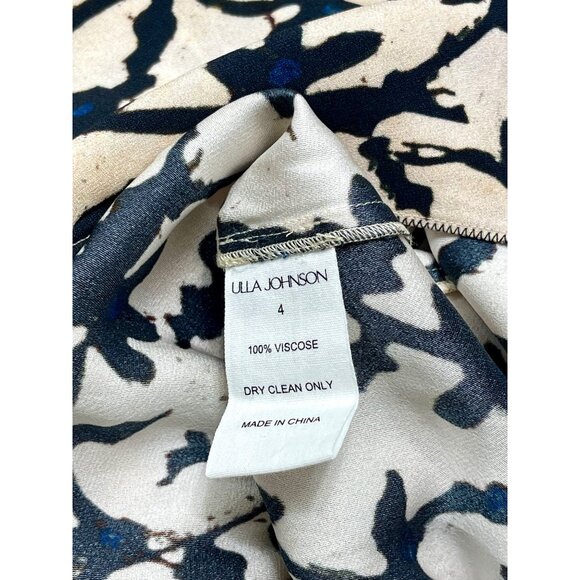 ULLA JOHNSON Anais ruffled printed crepe midi‎ dress in Beige Black 4 - Picture 13 of 16